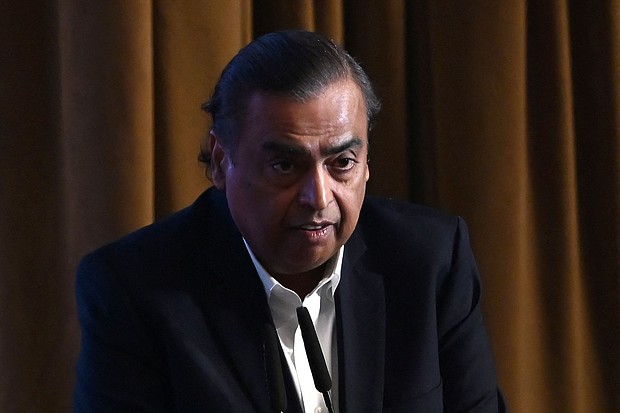 Chairman and managing director of Reliance Industries Mukesh Ambani delivers a speech during the inauguration of the Bengal Global Business Summit (BGBS) in Kolkata in November 2023.
Mandatory Credit:	Dibyangshu Sarkar/AFP/Getty Images via CNN Newsource
