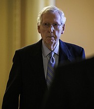 Senate Minority Leader Mitch McConnell (R-KY) heads to the floor of the Senate for a vote on Capitol Hill on February 11 in Washington, DC.
Mandatory Credit:	Samuel Corum/Getty Images via CNN Newsource