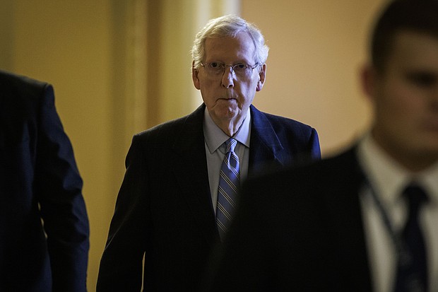Senate Minority Leader Mitch McConnell (R-KY) heads to the floor of the Senate for a vote on Capitol Hill on February 11 in Washington, DC.
Mandatory Credit:	Samuel Corum/Getty Images via CNN Newsource