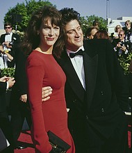 Jamie Lee Curtis and actor Richard Lewis attend the 42nd Annual Primetime Emmy Awards at the Pasadena Civic Auditorium in Pasadena, California, United States, 16th September 1990. Curtis credits Lewis with her sobriety.
Mandatory Credit:	Vinnie Zuffante/Getty Images via CNN Newsource