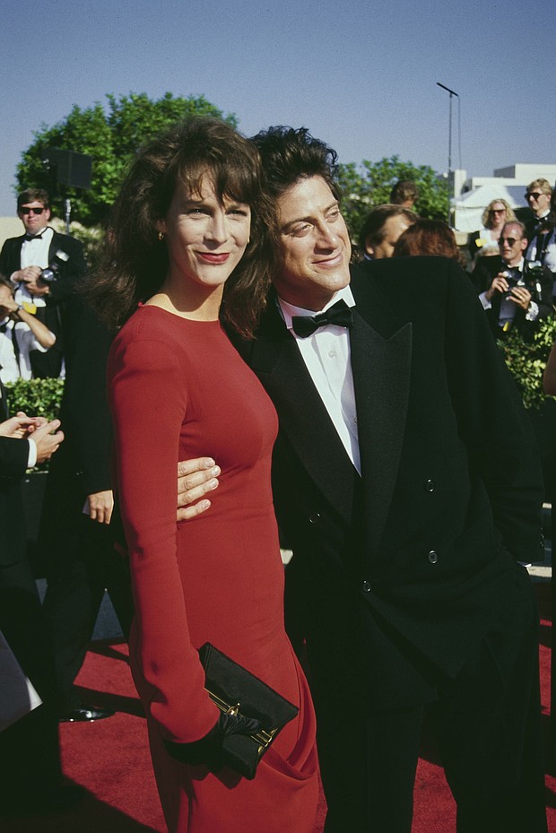 Jamie Lee Curtis and actor Richard Lewis attend the 42nd Annual Primetime Emmy Awards at the Pasadena Civic Auditorium in Pasadena, California, United States, 16th September 1990. Curtis credits Lewis with her sobriety.
Mandatory Credit:	Vinnie Zuffante/Getty Images via CNN Newsource