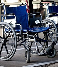 Wheelchairs are lined up at San Diego International Airport in this file photo. Airlines damaged or lost more than 11,000 passenger wheelchairs last year, according to The Department of Transportation.
Mandatory Credit:	Frank Duenzl/picture-alliance/dpa/AP via CNN Newsource