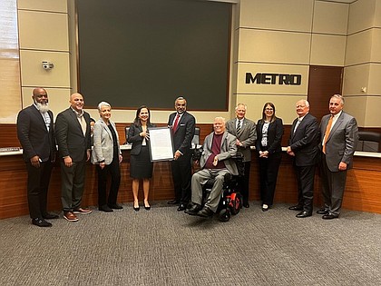 METRO's Board of Directors presented former Board Chair Sanjay Ramabhadran with a proclamation honoring his contributions to the organization during his tenure.