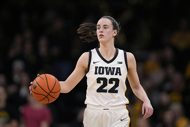 Iowa guard Caitlin Clark at her record-breaking game against Michigan last month.
Mandatory Credit:	Matthew Putney/AP via CNN Newsource