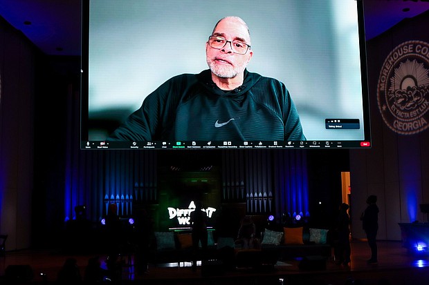 Sinbad speaks with audience via video conferencing at 'A Different World HBCU College Tour' last week.
Mandatory Credit:	Nykieria Chaney/Getty Images via CNN Newsource