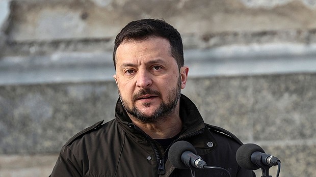 Volodymyr Zelensky said the missile strike came close to where he had met with Mitsotakis, March 6, 2024.
Mandatory Credit:	Reuters via CNN Newsource