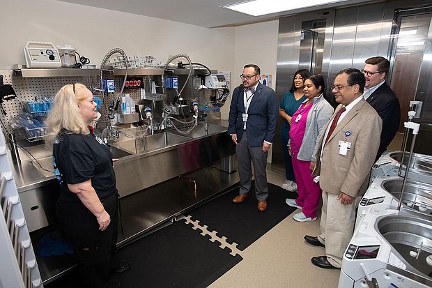 A state-of-the-art sink with adjustable height and ergonomic features is part of the Harris Health Endoscopy Center at Quentin Mease Health Center