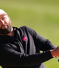 Jon Rahm in action at LIV Golf - Las Vegas at Las Vegas Country Club, Nevada in February.
Mandatory Credit:	Michael Reaves/Getty Images via CNN Newsource