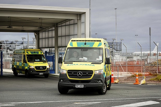 Ambulances respond to an incident at Auckland International Airport on March 11.
Mandatory Credit:	Dean Purcell/AP via CNN Newsource