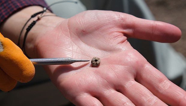 A stone bead excavated from a grave at Boncuklu Tarla, Turkey, in 2023, was among 100,000 decorative artifacts found at the site.
Mandatory Credit:	Emma L. Baysal via CNN Newsource