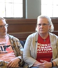 Michigan shooting survivor, Guy Boyd, left, filed a lawsuit against the company that sells ghost guns.
Mandatory Credit:	WWJ via CNN Newsource