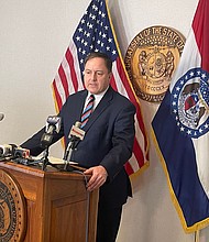 Missouri Secretary of State Jay Ashcroft speaks with reporters on January 23, in Jefferson City, Missouri.
Mandatory Credit:	Kacen Bayless/Kansas City Star/TNS/Getty Images/File via CNN Newsource
