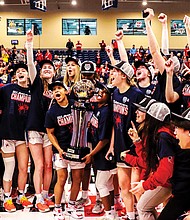 As champion of the Atlantic 10 tournament last weekend at the Henrico Sports & Events Center, UR will be competing in the NCAA “Big Dance” next week. Grace Townsend, right, a senior point guard from James River High in Midlothian, had 13 points, six rebounds and five assists as UR scored a 65-51 win over Rhode Island.