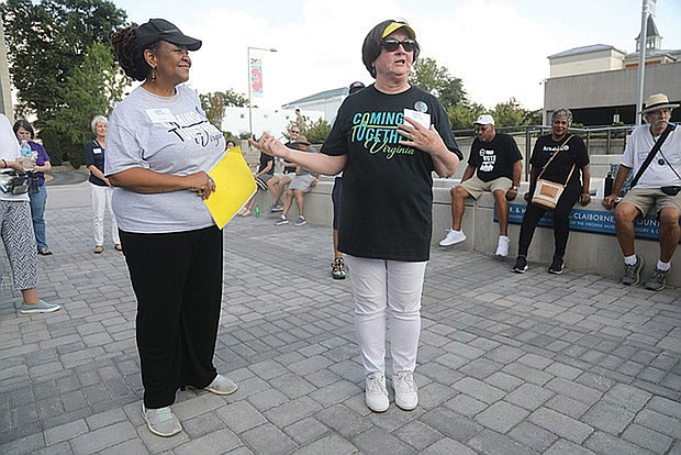 Danita Rountree Green, left, and Martha Rollins are co-CEOs of Coming Together Virginia, a local nonprofit organization that typically unites people over a meal to have difficult conversations. On Aug. 27, 2022 the women led Richmond-area residents on a Unity Walk to commemorate the 59th anniversary of Dr. Martin Luther King Jr.’s, “I Have a Dream” speech.