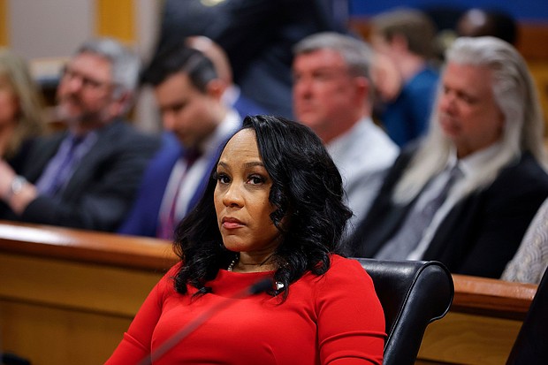 Fulton County District Attorney Fani Willis looks on during a hearing in the case of the State of Georgia v. Donald John Trump at the Fulton County Courthouse on March 1, in Atlanta, Georgia.
Mandatory Credit:	Alex Slitz/Pool/Getty Images via CNN Newsource