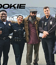 Kedrick Brown with the cast of 'The Rookie'