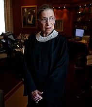 In this July 24, 2013, file photo, Associate Justice Ruth Bader Ginsburg poses for a photo in her chambers at the Supreme Court in Washington.
Mandatory Credit:	Charles Dharapak/AP via CNN Newsource