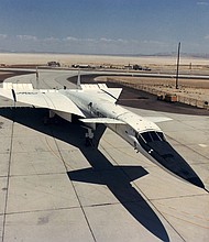 This photo shows the XB-70A parked on a ramp at Edwards Air Force Base in 1967.
Mandatory Credit:	NASA/Divds via CNN Newsource