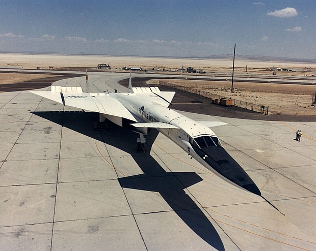 This photo shows the XB-70A parked on a ramp at Edwards Air Force Base in 1967.
Mandatory Credit:	NASA/Divds via CNN Newsource