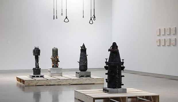 Patrice Renee Washington’s free-standing vessels pay tribute to historical Central African nkisi
sculptures — hollowed figures filled with medicinal herbs and sacred substances to “empower” them to protect people and communities. Her work is on display through June 9 at Virginia Commonwealth University’s Institute for Contemporary Art, 601 W. Broad St.