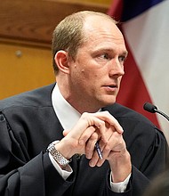 Fulton County Superior Judge Scott McAfee presides at the Fulton County Courthouse on February 27, in Atlanta.
Mandatory Credit:	Brynn Anderson/Pool/Getty Images via CNN Newsource