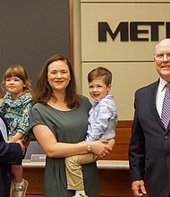 Alexandra (Alex) del Moral Mealer, new METRO Board Member, with her family and Harris County Commissioner Tom Ramsey