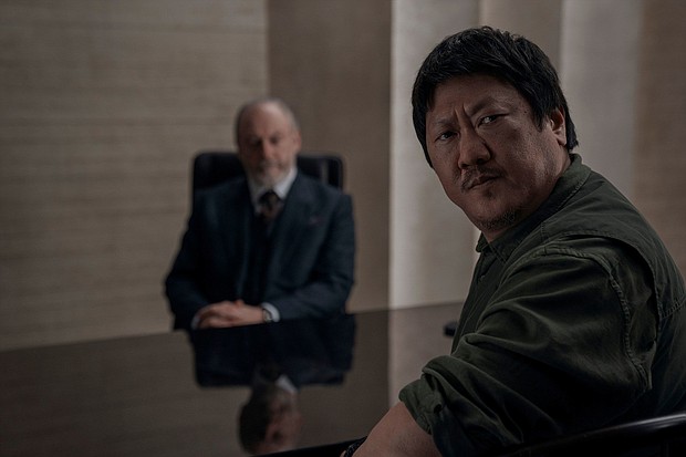 Liam Cunningham and Benedict Wong in the Netflix series "3 Body Problem."
Mandatory Credit:	Ed Miller/Netflix via CNN Newsource