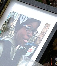 An image of Jayden Perkins is seen at a memorial on March 15.
Mandatory Credit:	WBBM via CNN Newsource