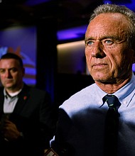 Independent presidential candidate Robert F. Kennedy Jr. listens to a question from the media after a rally in Raleigh, North Carolina, on January 12, 2024.
Mandatory Credit:	Jonathan Drake/Reuters via CNN Newsource