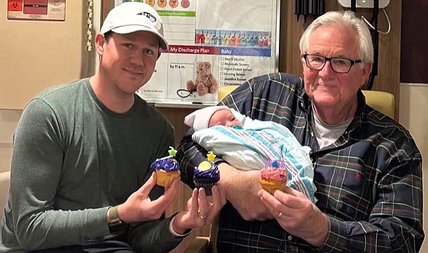 Baby Daniel was born on the exact same day as his dad, Daniel Jr., and his grandpa, Daniel Sr.
Mandatory Credit:	KMOV via CNN Newsource