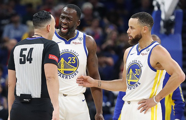 Draymond Green received his fourth ejection of the season.
Mandatory Credit:	Stephen M. Dowell/Orlando Sentinel/Tribune News Service/Getty Images via CNN Newsource