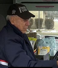 90-year-old mail carrier, Warren Wedding, was recognized for nearly 65 years at USPS.
Mandatory Credit:	WNEM via CNN Newsource