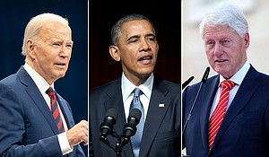 President Joe Biden on Thursday will join Barack Obama and Bill Clinton to use their star power to woo big-pocketed donors as Biden tries to join their ranks.
Mandatory Credit:	Getty Images via CNN Newsource