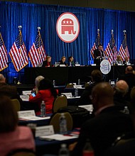 Drew McKissick speaks during the Republican National Committee spring meeting in Houston on March 8.
Mandatory Credit:	Callaghan O'Hare/Bloomberg/Getty Images via CNN Newsource