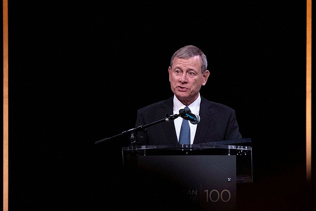 A Florida man was sentenced April 1 to 14 months in prison for threatening to kill Chief Justice John Roberts last year. Roberts is pictured delivering remarks at The American Law Institute's 2023 Annual Dinner at the National Building Museum in Washington, DC, on May 23, 2023.
Mandatory Credit:	Sarah Silbiger/Reuters/File via CNN Newsource