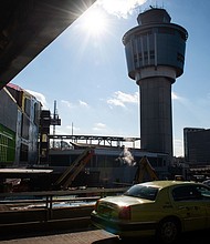The air traffic control tower at LaGuardia Airport in the Queens borough of New York City is seen in January 2019.
Mandatory Credit:	Mark Kauzlarich/Bloomberg/Getty Images/File via CNN Newsource