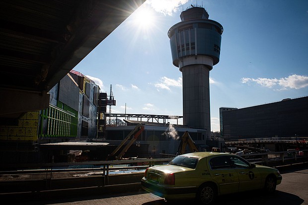 The air traffic control tower at LaGuardia Airport in the Queens borough of New York City is seen in January 2019.
Mandatory Credit:	Mark Kauzlarich/Bloomberg/Getty Images/File via CNN Newsource