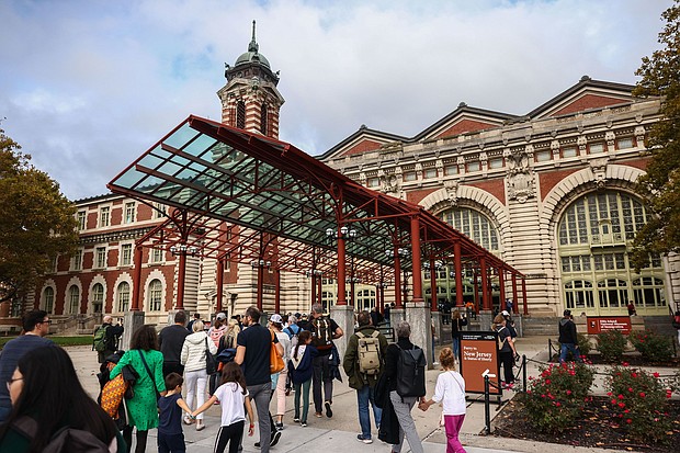 Visitors head into the Ellis Island National Museum of Immigration on October 25, 2022.
Mandatory Credit:	Beata Zawrzel/NurPhotoGetty Images via CNN Newsource