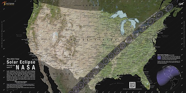 Credit: Michala Garrison and the Scientific Visualization Studio (SVS), in collaboration with the NASA Heliophysics Activation Team (NASA HEAT). Eclipse calculations by Ernie Wright, NASA Goddard Space Flight Center