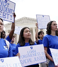 People demonstrate outside the Supreme Court on June 30, 2023, in Washington, DC.
Mandatory Credit:	Jacquelyn Martin/AP/File via CNN Newsource