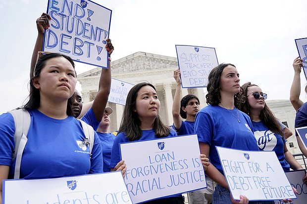 People demonstrate outside the Supreme Court on June 30, 2023, in Washington, DC.
Mandatory Credit:	Jacquelyn Martin/AP/File via CNN Newsource