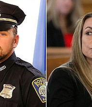 Former Boston police officer John O'Keefe, left, and Karen Read, right, who is accused of killing him.
Mandatory Credit:	Boston Police Department/AP/Getty Images via CNN Newsource