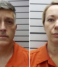 Jon and Carie Hallford each face federal charges, including 13 counts of wire fraud and two counts of conspiracy to commit wire fraud.
Mandatory Credit:	Muskogee County Sheriff's Office/AP via CNN Newsource