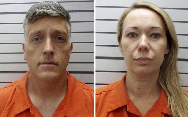 Jon and Carie Hallford each face federal charges, including 13 counts of wire fraud and two counts of conspiracy to commit wire fraud.
Mandatory Credit:	Muskogee County Sheriff's Office/AP via CNN Newsource
