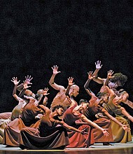 Alvin Ailey American Dance Theater in Alvin Ailey’s Revelations. PHOTO BY PAUL KOLNICK.