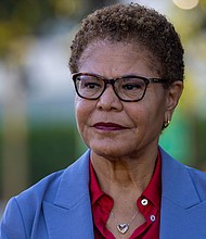 The home of Mayor Karen Bass was broken into Sunday morning, police said.
Mandatory Credit:	Irfan Khan/Los Angeles Times/Getty Images/File via CNN Newsource