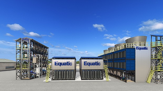 A rendering of the Equatic's carbon dioxide removal plant currently under construction in Singapore.
Mandatory Credit:	Equatic via CNN Newsource