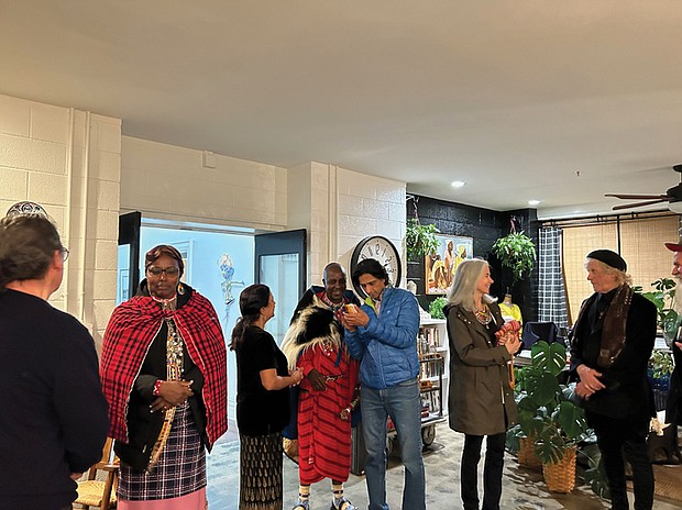 In March, Zarina Falaldin hosted a farewell dinner and fundraiser for Chief Joseph Ole Tipanko, Cicilia Seleyian and Kilenyi John Parsitau, who came to Richmond from Maasailand in Kenya. Money raised that evening from the sale of handmade beaded jewelry and colorful indigenous textiles will help a Maasai school for girls in Kenya.