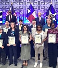 City of Houston Volunteer Award 2024 recipients, Mayor John Whitmire,
Vice Mayor Pro-Tem Amy Peck, and DON staff.