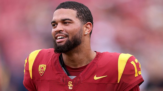 Caleb Williams is projected to be selected with the first pick of the 2024 NFL Draft after excelling with the USC Trojans.
Mandatory Credit:	Katelyn Mulcahy/Getty Images via CNN Newsource